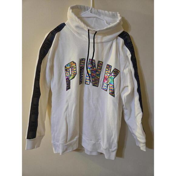Tops - Victoria's Secret PINK Women's White cowl neck with Sequin Logo